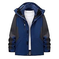 Mens Winter Coats Windproof Hooded Jackets Casual Overcoat Outdoor Sports Warm Zip Up Jacket Waterproof Raincoat