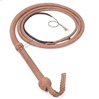 Indiana Jones Style 5 Foot 8 Plait Natural Tan Brown Leather Bullwhip Real Cowhide Leather Bull Whip
