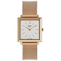 Henry London Ladies Heritage Square Watch with Analogue Display and Rose Gold Mesh Bracelet HL26-QM-0264