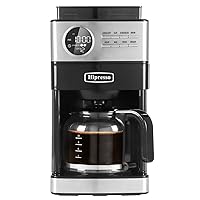 Programmable Drip Coffee Maker with Burr Grinder,12 Cups,Black/Stainless Steel with Water Filter