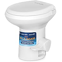 SereneLife RV Boat Marine Toilet: Gravity Flush, T-Type Water Outlets, Effortless Foot Pedal Operation, Easy Clean, Odor-Free Design - Ideal for Camping, RVs, and Boats