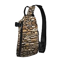 Rustic Rocks Brick Wall Print Cross Bag Casual Sling Backpack,Daypack For Travel,Hiking,Gym Shoulder Pack