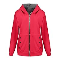 Fleece Coat for Women,Women's Oversized Zip Up Hooded Jacket Winter Plus Size Sherpa Coat