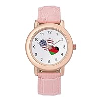Malawi US Flag Casual Watches for Women Classic Leather Strap Quartz Wrist Watch Ladies Gift
