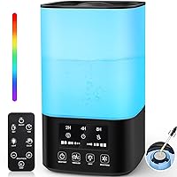 Humidifiers for Bedroom, Cool Mist Humidifiers for Large Room, 3L Top Fill Humidifiers for Home Baby Nursery, Remote Control, 360°Nozzle, Auto Shut-Off, Sleep Mode, 3 Mist Levels, Nightlight, Timer