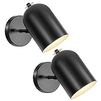 Retro Wall Sconces Set of Two, Modern Hardwired Wall Sconces Lighting with Rotary Switch, 350° Rotate, LED Matte Black Wall Light Fixtures, 3000K Warm Light Wall Lamp for Bedrooms Living Room