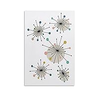 Colorful Atomic Starburst Mid Century Modern Poster Decorative Painting Canvas Wall Art Posters for Room Aesthetic 08x12inch(20x30cm)