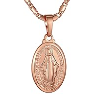 GOLDCHIC JEWELRY Cross INRI Crucifix Pendant Necklace, Virgin Mary Miraculous Medal Necklaces, Jesus Christain Jewelry
