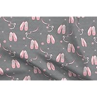 Spoonflower Fabric - Shoes Pink Ballet Dance Classic Shoe Star Damask Ballerina Class Printed on Polartec(R) Fleece Fabric Fat Quarter - Sewing Blankets Loungewear and No-Sew Projects