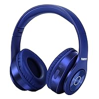 Bluetooth Headphones Wireless, Over Ear Stereo Wireless Headset 40H Playtime with deep bass, Soft Memory-Protein Earmuffs, Built-in Mic Wired Mode PC/Cell Phones/TV-Dark Blue …