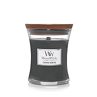 WoodWick Medium Hourglass Candle, Evening Bonfire Scented with Premium Soy Blend Wax, Pluswick Innovation Wood Wick, Fall Decor Fragrance