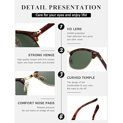 AEVOGUE Polarized Sunglasses For Women And Men Semi Rimless Frame Retro Sun Glasses AE0369