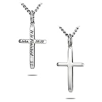 Shields of Strength Stainless Steel Women’s Mini Tapered Cross Necklace Inscribed with John 19:30 Bible Verse Young Girls Christian Jewelry Gifts