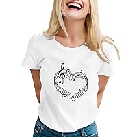 Fitted Button Down Shirts for Women Stretch Womens Valentines Day Printed Short Sleeve O Neck T Shirt Top Long