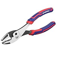 WORKPRO 8” Slip Joint Pliers Tool, Large Soft Grip,Rust Prevention Finish, 3-Zone Serrated Jaw Forged from High Carbon Steel for Maximum Grip