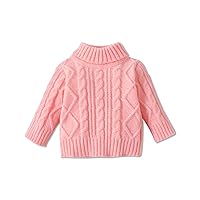 PATPAT Baby Pullover Turtleneck Knitted Sweater Long Sleeve Solid Color Infant Fall Winter Warm Clothes