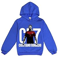 Boys Cristiano Ronaldo Pullover Hoodie Casual Basic Tops-Long Sleeve Hooded Sweatshirt for Kids(2-14Y)