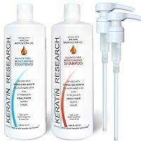 Sulfate Free Shampoo & Conditioner 2 x 1 LITER Bottles Set infused with Moroccan Argan Oil, By Keratin Research post treatment shampoo