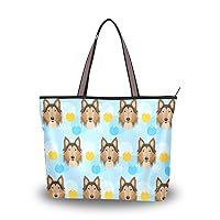 Collie Dog Pattern Shoulder Bag Top Handle Tote Bag Handbag for Women