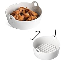 LE TAUCI Air Fryer Liners Reusable, 8 + 9.5 Inch, Easy Clean Ceramic Liners for Air Fryer Basket, Set of 2