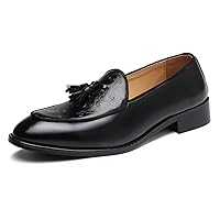 Mens Penny Loafers Casual Driving Prom Wedding Fringed Slip on Dress Shoes Moccasins Black Brown