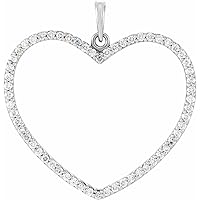 14k White Gold 3/8 CTW Natural Diamond Heart Pendant Fine Jewelry Gift for Women