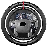 Suede Carbon Fiber Steering Wheel Cover, Compatible with Toyota 4Runner Sequoia Tacoma Tundra Sienna 16 inch Soft Alcantara Touch Leather Sport Non-Slip Automotive Interior Accessories