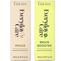 Peace Roll On & Brain Booster Roll On Set - Essential Oils Aromatherapy Roll On with Essential Oil Set - 2x0.34 fl oz - Gya Labs