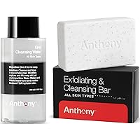 Anthony Mens Soap Bar Exfoliating Soap 5 Oz Witch Hazel Toner for Face Kind Cleansing Water 6.7 Fl Oz