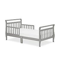 Classic Sleigh Toddler Bed In Cool Grey, JPMA Certified, Comes With Safety Rails, Non-Toxic Finishes, Low To Floor Design, Wooden Nursery Furniture