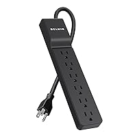 Belkin 6-Outlet Home And Office Surge Protector With Essential Power Filtration And 4ft Cord, 700 Joules, Black