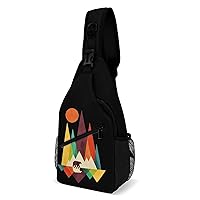Colorful Mountain Bear Printed Crossbody Sling Backpack Multipurpose Chest Bag Daypack for Travel Hiking