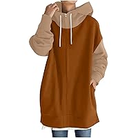 Oversized Sweatshirts for Women Loose Fit Fashion Casual Splice with Drawstring Full Zip Long Sleeve Hooded Tops