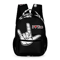 Sign Language I Love You Laptop Backpack Cute Daypack for Camping Shopping Traveling