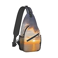 Sling Bag for Women Men Crossbody Bag Small Sling Backpack Sea and Lighthouse Chest Bag Hiking Daypack