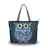 Tote Bag for Women with Zipper and Pockets,Polyester Tote Bag Pattern Tote Purse Women Handbag