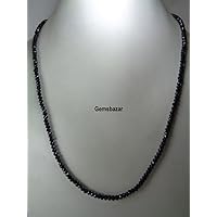 3,5–4 mm facettierte echte schwarze Spinell Rondelle Perlen Halskette, 45,7 cm Halskette, Heilperlen Halskette