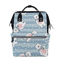 Diaper Bag Backpack Cute Polar Bear and White Dots Tote Bag Daypack Multi-Functional Nappy Bags
