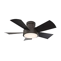 Vox Smart Indoor and Outdoor 5-Blade Flush Mount Ceiling Fan 38in Bronze with 3000K LED Light Kit and Remote Control works with Alexa, Google Assistant, Samsung Things, and iOS or Android App