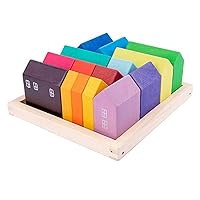 Baby Toys Rainbow Building Blocks Wooden Toys Large Creative Rainbow Building Block Healing Unzip Toys (Color : Rainbow House 15pcs)