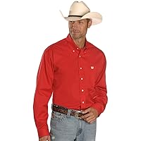Cinch Men's Solid Button Down Long Sleeve Western Shirt Red X-Small