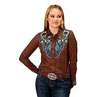 ROPER Western Shirt Womens L/S Embroidery Brown 03-050-0565-7090 BR