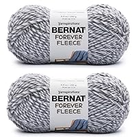 Bernat Forever Fleece Smoke Yarn - 2 Pack of 280g/9.9oz - Polyester - 6 Super Bulky - 194 Yards - Knitting/Crochet
