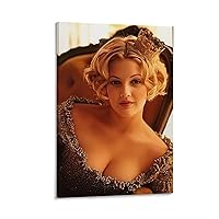 Jhgready Sexy Actress Drew Barrymore Poster Fashion Celebrity Portrait Art Decoration Canvas Poster Bedroom Decor Office Room Decor Gift Frame-style 20x30inch(50x75cm)