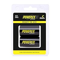 Powerex Low Self-Discharge Precharged C Rechargeable NiMH Batteries - 1.2V, 5000mAh, 2-Pack (MHRCP2)