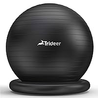 Trideer Ball Chair Yoga Ball Chair Exercise Ball Chair with Base for Home Office Desk, Stability Ball & Fitness Ball Seat to Relieve Back Pain, Home Gym Workout Ball for Abs, Pregnancy Ball with Pump