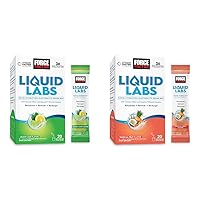 Bundle of FORCE FACTOR Liquid Labs Electrolytes Powder, Hydration Packets to Make Electrolyte Water with Vitamins, Minerals, and Antioxidants. Lemon-Lime Flavor + Tropical Fruit Flavor, 40 Stick Packs
