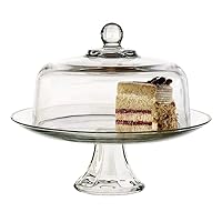 Anchor Hocking Presence Footed Cake Set with Dome (2 piece, all glass, dishwasher safe) , Color - Clear/Presence