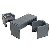 ECR4Kids Tri-Me Table and Cube Chair Set, Multipurpose Furniture, Dark Grey, 3-Piece
