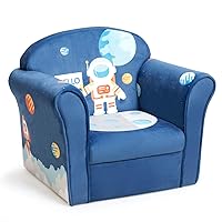 Olakids Kids Sofa, Children Armrest Chair with Cute Pattern, Lightweight Toddler Couch with Sturdy Wood Construction, Portable Mini Chair Furniture Preschool Playroom Boys Girls (Astronaut)
